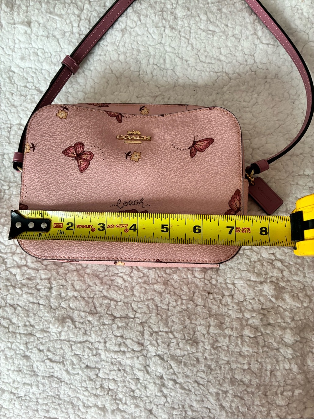 Coach Pink Butterfly-Print Crossbody Bag with Gold Hardware - Picture 11 of 12